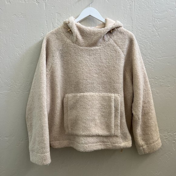 Vince $425 Cream Sherpa Oversized Hooded Pullover Jacket - Picture 6 of 9